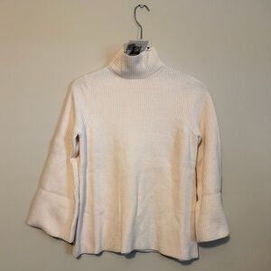 Anne Klein Cream Ribbed Turtleneck Sweater